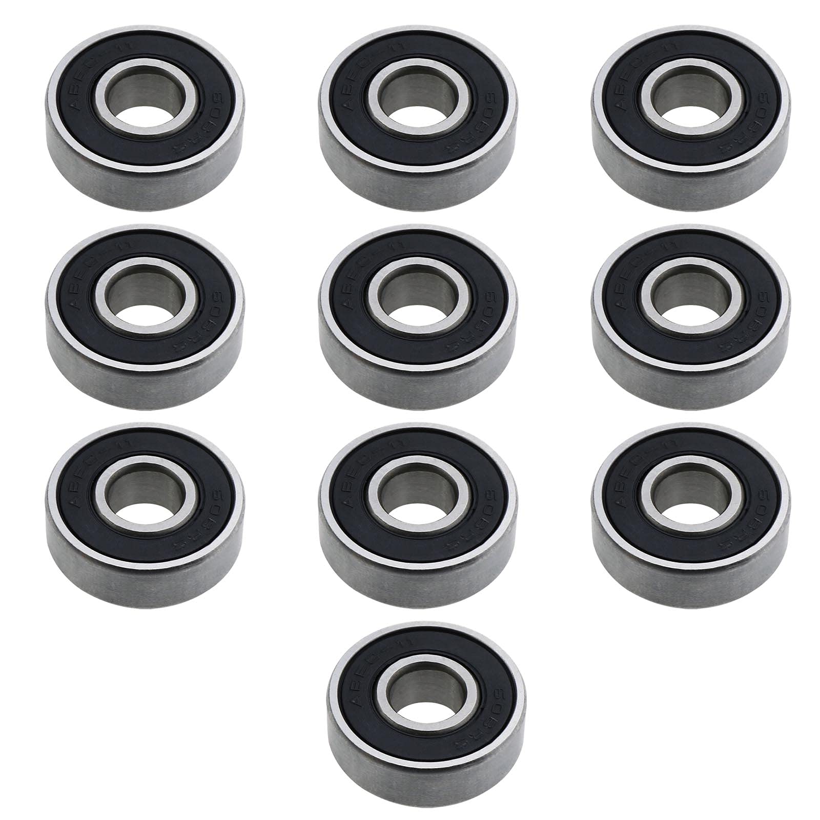 eMagTech 10pcs 608RS ABEC-11 Skateboard Bearings Deep Groove Ball Bearings Double Sealed Shielded 8x22x7mm Chrome Steel Black for Roller Skates Scooter Wheels 3D Printer
