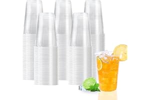 BYSNOW 9 oz Clear Plastic Cups, 500 Count Bulk, PP Clear Plastic Cups for Party with Higher Heat Resistance, Suit for Hot Beverages, Soda, Juice (9oz 500count)