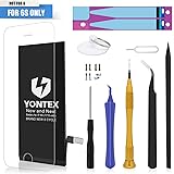 YONTEX Battery Model iP6S - Brand New 0 Cycle - with Replacement Repair Tool Kits , Adhesive Strip , Instruction and Screen Protector [24-Month Warranty]