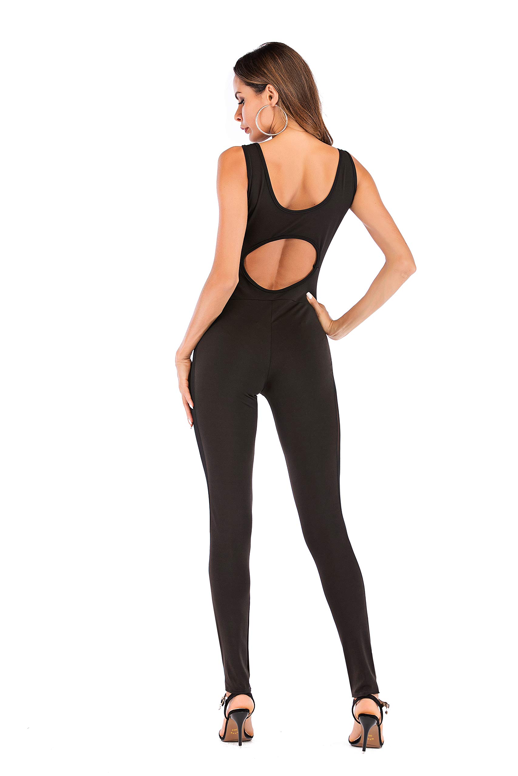 Sumtory Tight Yoga Jumpsuit Sleeveless Backless Hollow Out Sport Romper Playsuit