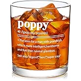 Slugeren Poppy Definition Whiskey Glass, Grandpa Gifts for Men, Funny Poppy Gifts from Grandkids for Grandfather, Father's Day Birthday Christmas Gift for Grandfather New Grandpa, 10oz