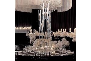 VINCIGANT 10Pcs Acrylic Candelabra Centerpiece,10 Arm Floor Candelabras for Wedding Clear Candle Centerpieces with Acrylic Shade Pillar Taper Candlestick for Tables Dinner Party