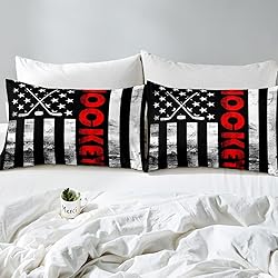 Ice Hockey Comforter Set King,Puck Hockey Sport