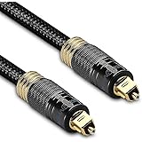 FosPower (50 Feet) CL3 Rated - 24K Gold Plated Toslink Digital Optical Audio Cable (S/PDIF) - Metal Connectors & Braided Nylon Jacket