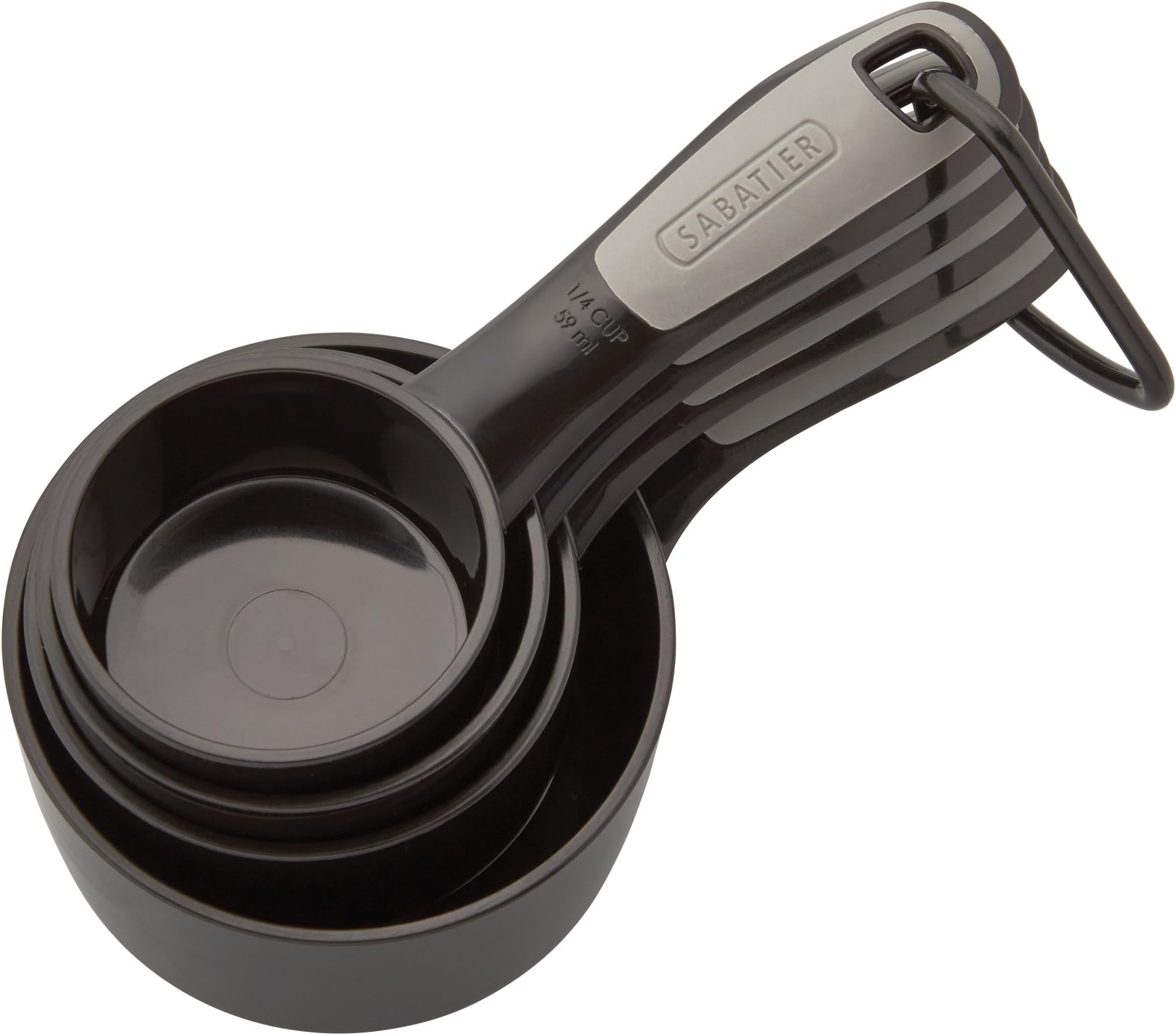 Sabatier Plastic Measuring Cups, Set of 4, Black/Gray