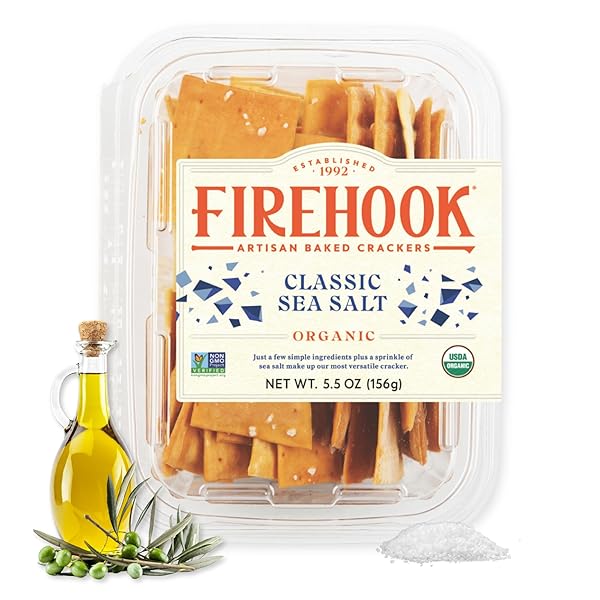 FIREHOOK BAKED CRACKERS, CRACKER SEA SALT ORGANIC, 5.5...