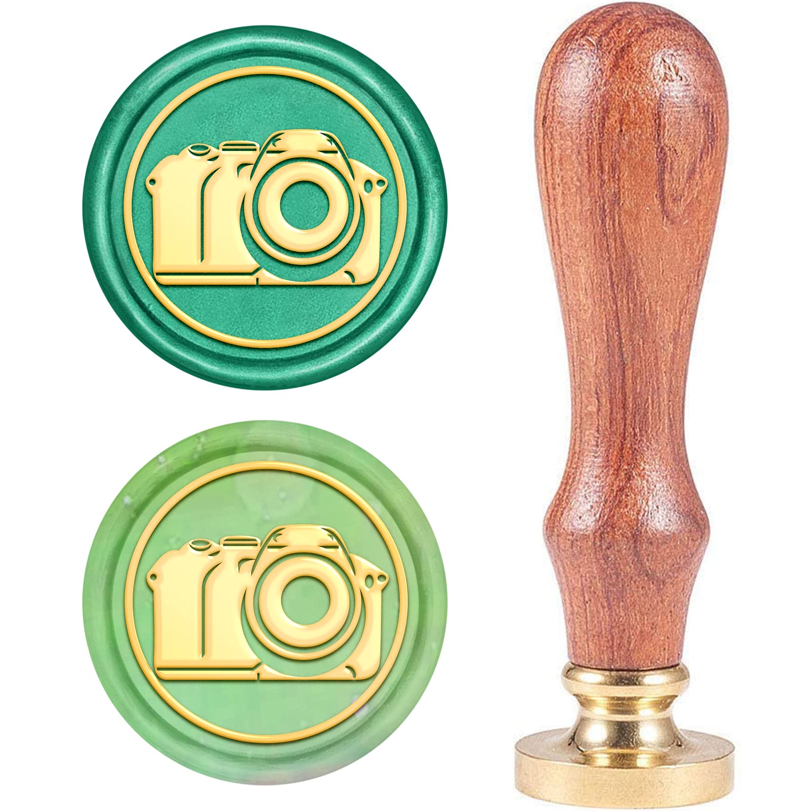 CRASPIRE Wax Seal Stamp, Vintage Wax Sealing Stamps Camera Retro Wood Stamp Removable Brass Head 25mm for Wedding Envelopes Invitations Embellishment Bottle Decoration Gift Packing