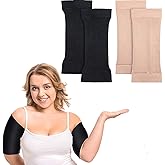 2Pair upper arm compression sleeve, Compression Sleeve for Women,Aids Weight Loss, Targets Upper Fat, Tones & Shapes. Includes (Beige + Black)