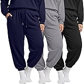 Evervibe 3 Pack Women's Plus Size Sweatpants Lightweight Athletic Joggers Drawstring High Waisted Lounge Pants with Pockets