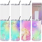 Wzaytia 15 Oz Sublimation Tumblers Blank (8 Pack), Skinny Straight Kids Sublimation Tumblers Bulk, Individually Gift Boxed,