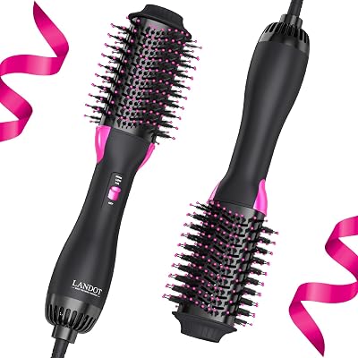 LANDOT Hair Dryer Brush 60mm One-Step Hot Air Styler 3 Heat Settings