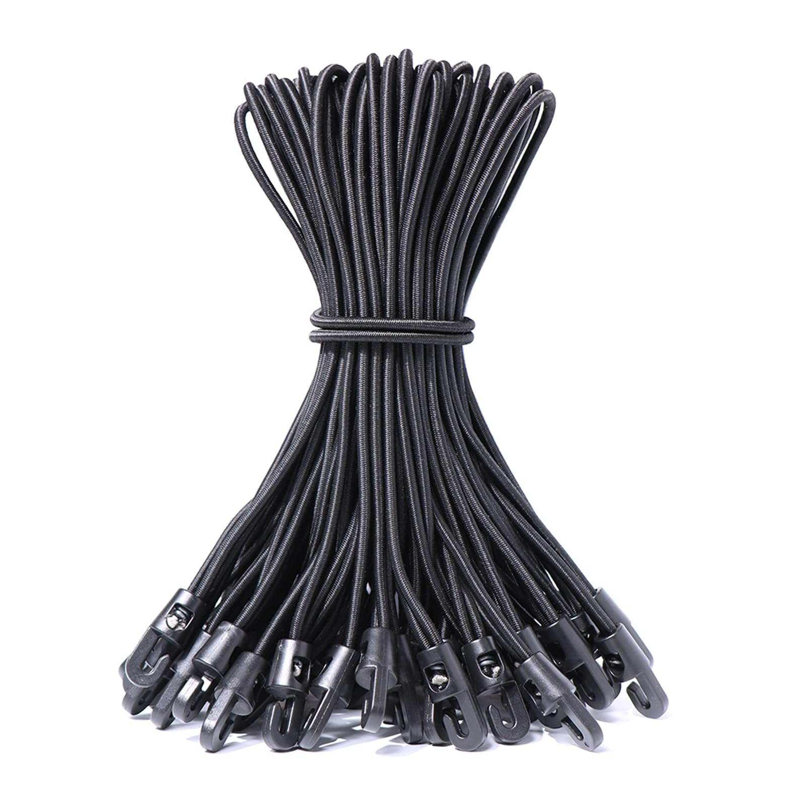 JunGG Bungee Cords with Hooks 12 Pcs 10 Inch Elastic Bungee Ropes with Hooks - Short Tarpaulin Hooks - Small Bungee Rope