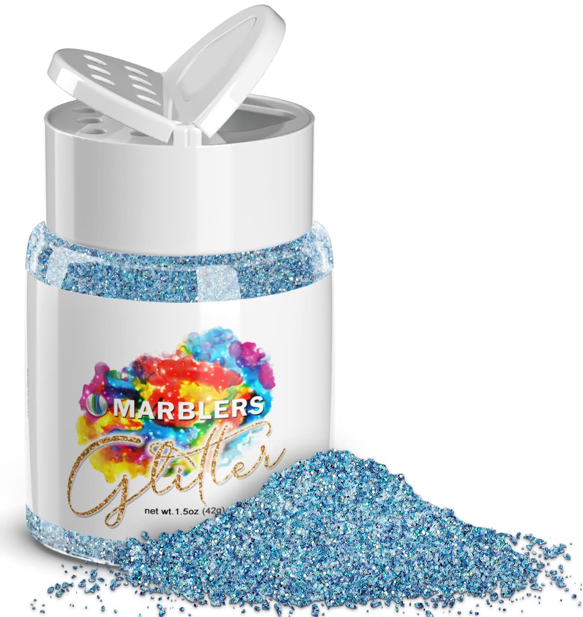 MARBLERS Holographic Glitter [Unicorn Blue] 1.5oz (42g) | Fine | Non-Toxic, Vegan, Cruelty-Free | Face, Body, Eyeshadow, Hair, Festival, Party Makeup | Nail Art, Polish | Resin, Tumbler, Slime, Craft — image 1