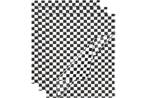 HEYPLACE 100 Sheets White and Black Checkered Tissue Paper, 14x20 Inch Gift Wrapping Paper Buffalo Plaid Art Paper for Birthday Halloween Wedding Anniversary Party Decorations