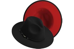 JINGSHA Wide Brim Fedora Hats for Women and Men Classic Felt Panama Hat Men's Two Tone Dress Hat with Belt Buckle