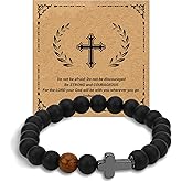 Aelciyue Inspirational Gifts for Men - Valentines Fathers Day Birthday Christian Gifts for Men Son Friends Boyfriend Black Cross Bracelets Gift for Teenage Stocking Stuffers for Mens Christmas Gift