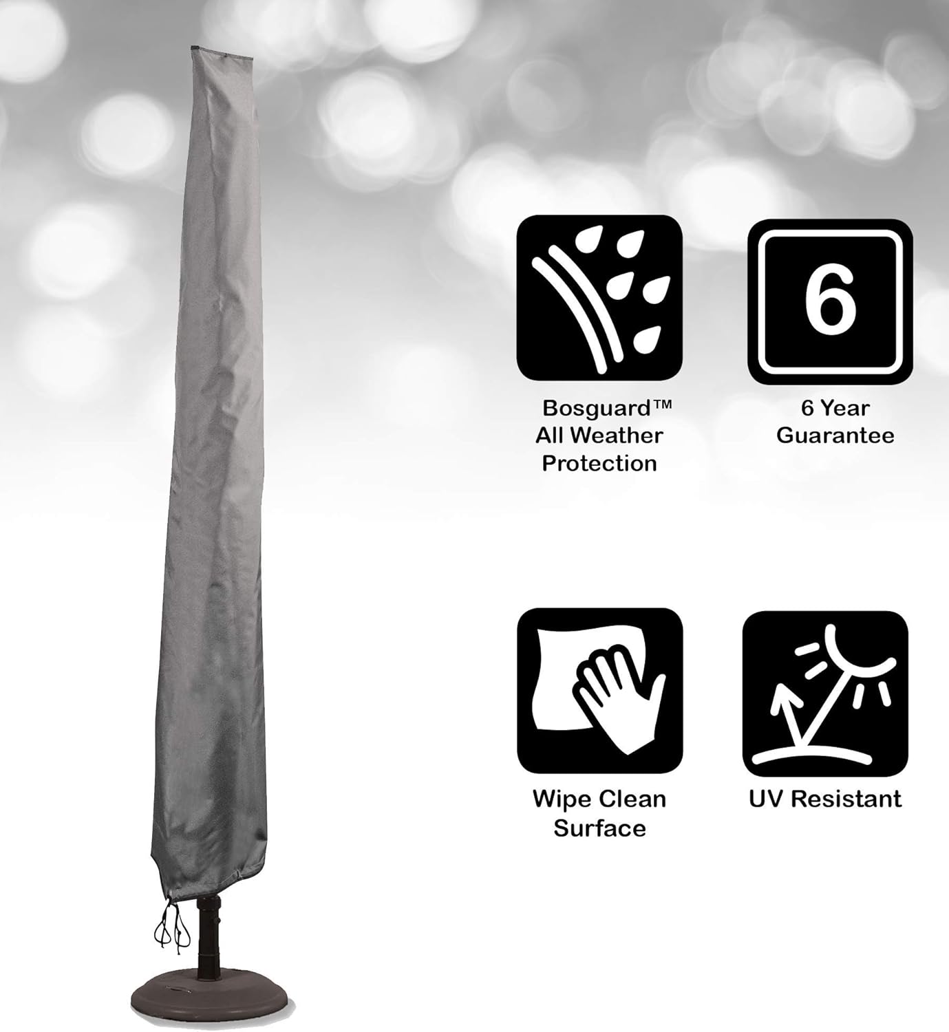 Bosmere Protector 6000 Thunder Grey Parasol Cover, Large Grey, U590