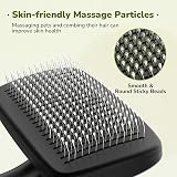 Pecute Self Cleaning Slicker Brush for Dogs & Cats, Rounded Pins, Black view 4