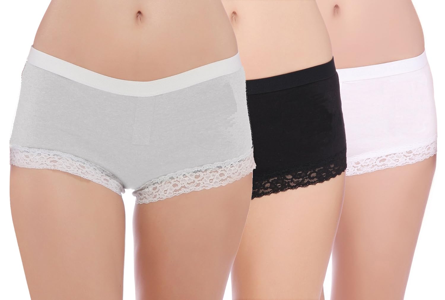 pepperika sexy cotton lycra boy shorts boy leg panties (pack of 3)