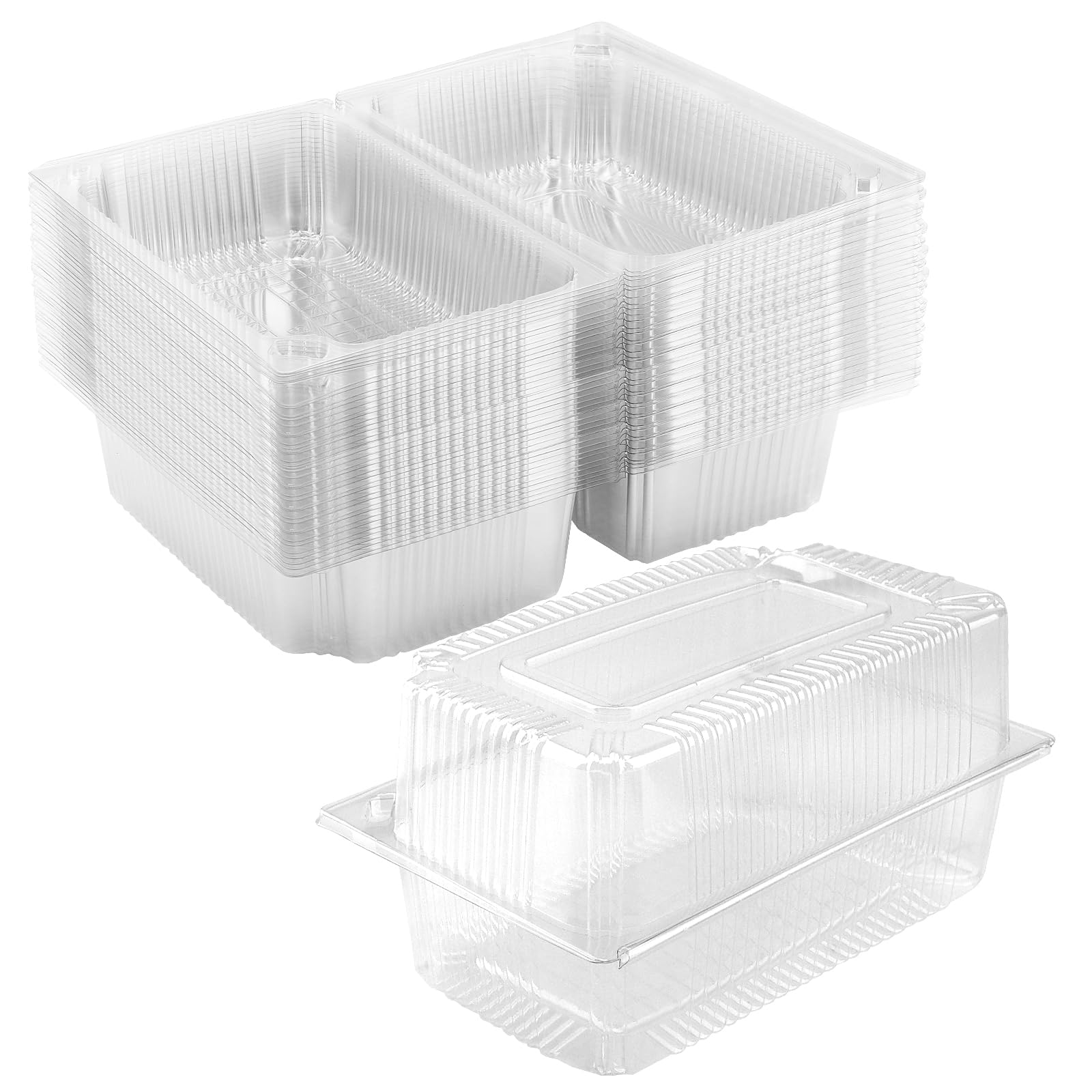 PINGEUI 100 Pcs Plastic Cake Slice Boxes, 7.2 Inch Clear Salad Box with Lid Square Cake Box Individual Cake Boxes for Salad, Sandwich, Dessert, Cake Slice, Muffin, Cheese, Pasta