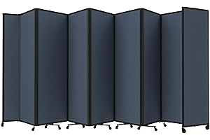 Versare Room Divider 360 Portable Wall Partition | Folding Panels | Large Freestanding Divider | Locking Wheels | Temporary Room Separator
