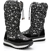 DADAWEN Women's Winter Waterproof Fur Lined Frosty Snow Boots