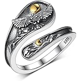 qielizhu Eagle Spoon Ring 925 Sterling Silver Adjustable Thumb Rings for Women Vintage Eagle Jewelry Gifts for Mom