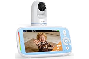 Upgraded 360 View Baby Monitor No WiFi, Boifun 5'' 3X Zoom Display, Rotatable Video Baby Monitor Camera, IPS 720p Wireless (M