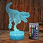 SZLTZK Dinosaur 3D Illusion Lamp for Boy Dinosaur Lamp 16 Colors with Remote Control Smart Touch Night Light Best…