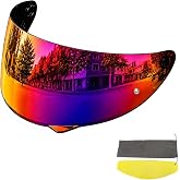 PSLER Shatterproof Helmet Visor for HJ-34P C10,(Film&amp;Blue Purple Red) | Impact-Resistant,UV400 Protection, Motorcycle Tinted Face Shield for HJ-34P C10,Visor Replacement
