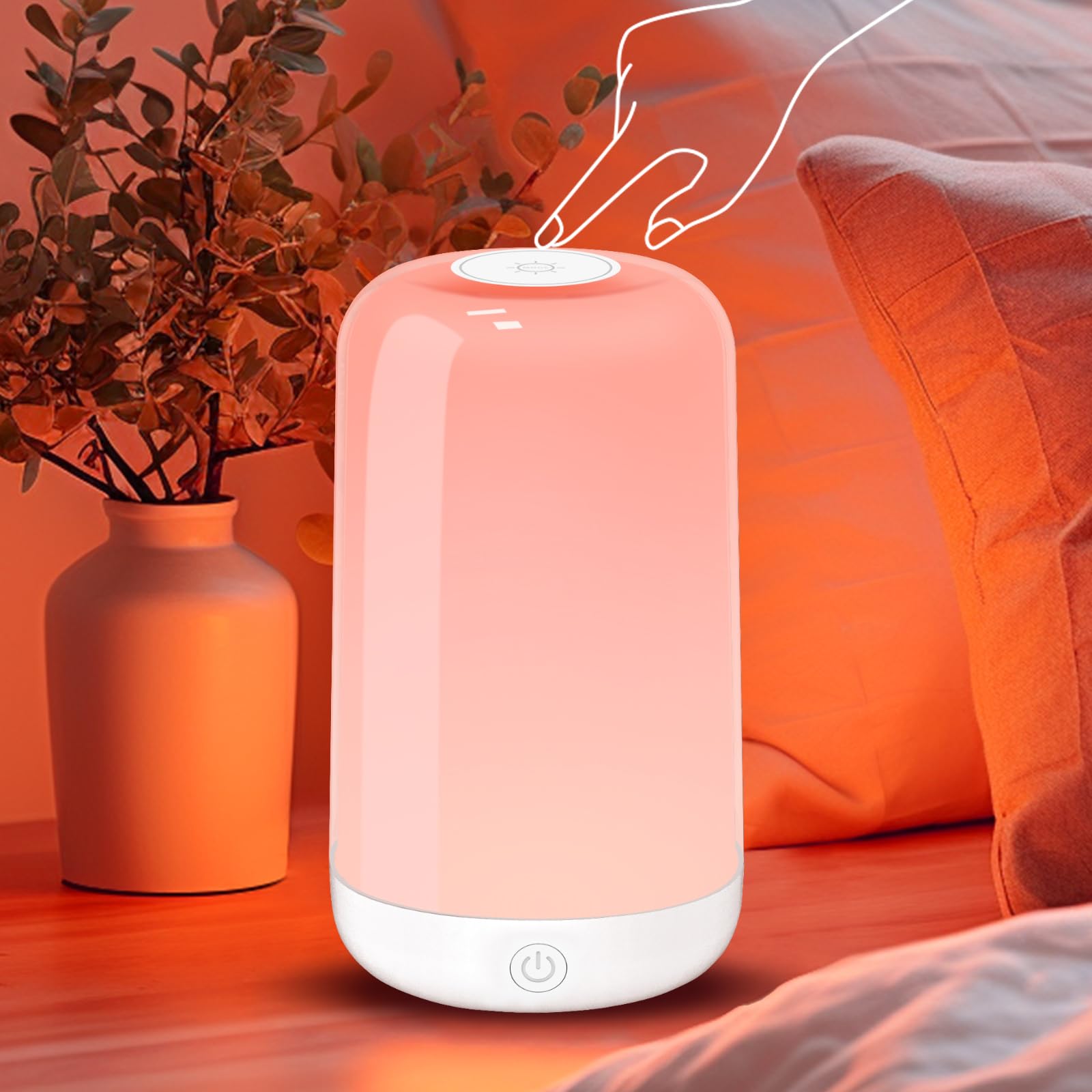 Photo 1 of Smart Touch Bedside Table Lamp [Multi-Color & Warm Lights], 3600mA Cordless Small Table Lamp Rechargeable, 7 Colors & Fully Dimmable LED Night Lights for Bedroom Nightstand Nursery Living Room