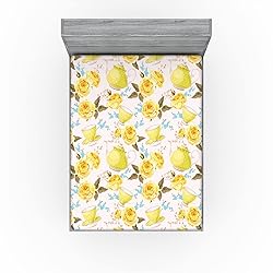 Ambesonne Tea Fitted Sheet Set, Inspired Image with