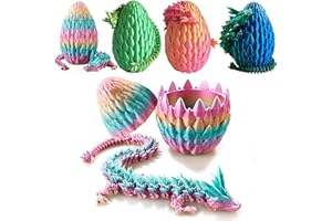 Qxbuhe 12inch 3D Printed Dragon Egg,Mystery Crystal Dragon Fidget Toys,Articulated Dragon,Home Desk Decor Easter Surprise Dinosaur Eggs,Adults Fidget Toys for Autism/ADHD (Rainbow)