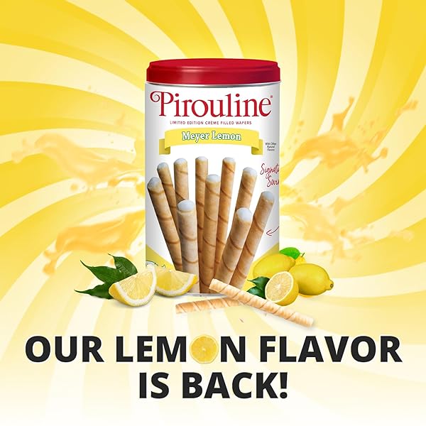 PIROULINE CREME FILLED WAFERS COOKIES – MEYER LEMON FLAVORED – 14.1 OUNCE (400 GRAM) CAN