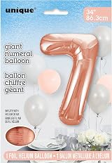 Unique Rose Gold Number 7 Shaped Large Foil Balloon 86cm view 2