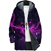 domirica Mens Long Hooded Cardigan Zip Up Hoodie Japanese Art Long Sleeve Casual Graphic Outfits