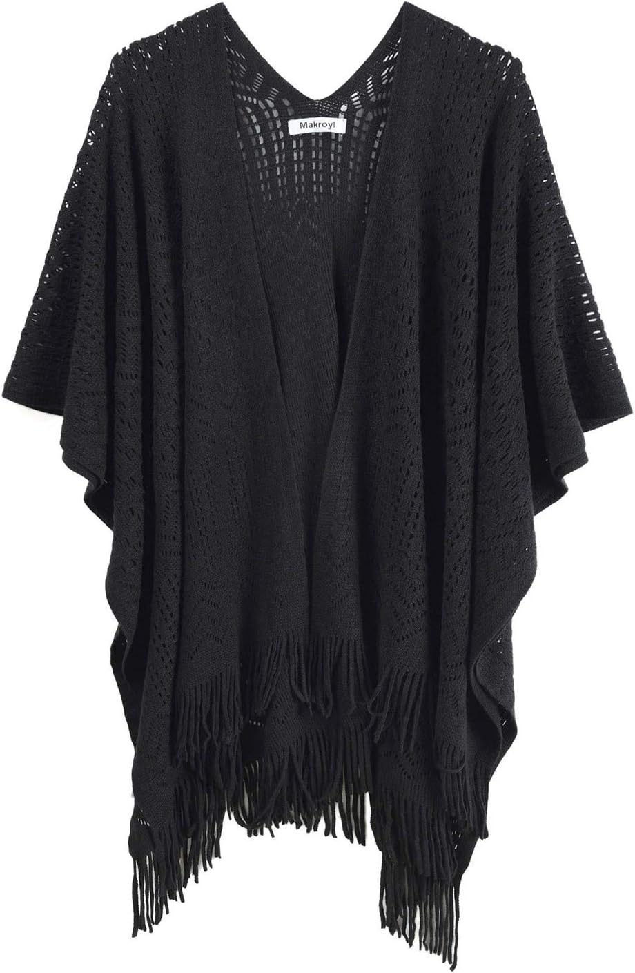 Makroyl Knit Shawl Wrap For Women Capes Ladies Knitted Scarf Tassel Open Poncho Cardigan