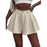 XinYangNi Women's Casual Elastic High Waisted Wide Leg Flowy Shorts Pleated Dressy Summer Shorts