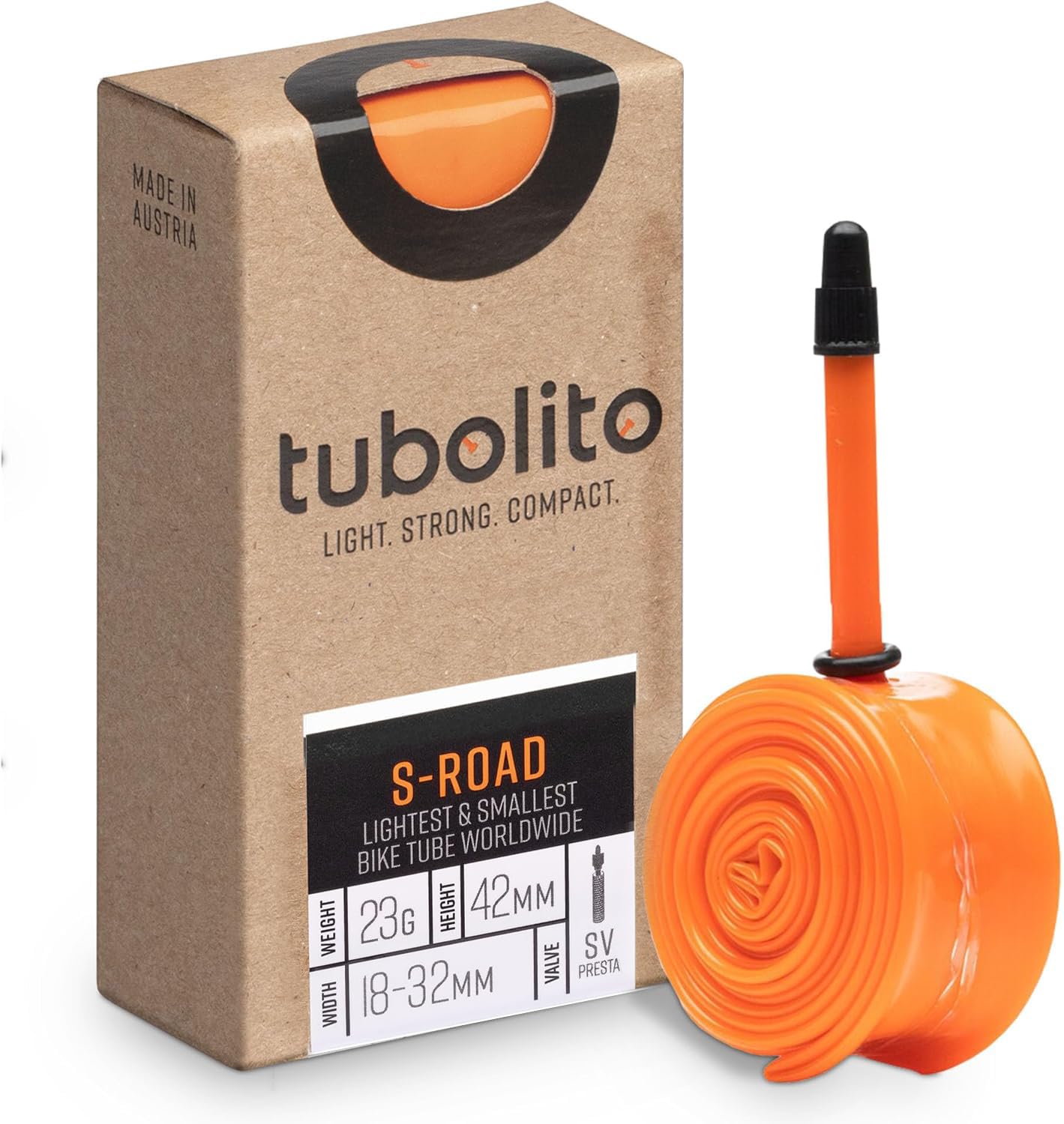 Tubolito S-Tubo 700C X 18-28mm Presta Tube, 42mm Valve, Orange