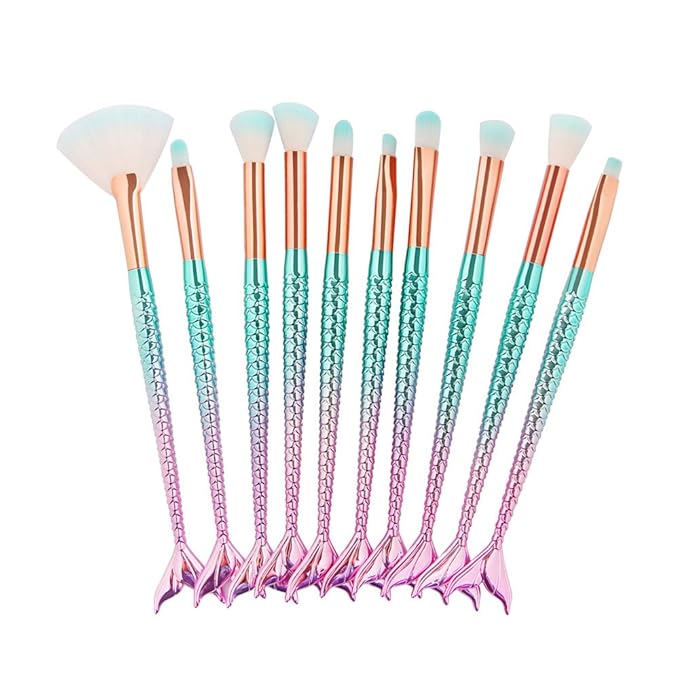 title=NEEDOON 10 Pezzi Pennelli Trucco, Sirena ombretto Eyeliner Make Up brushes (C)