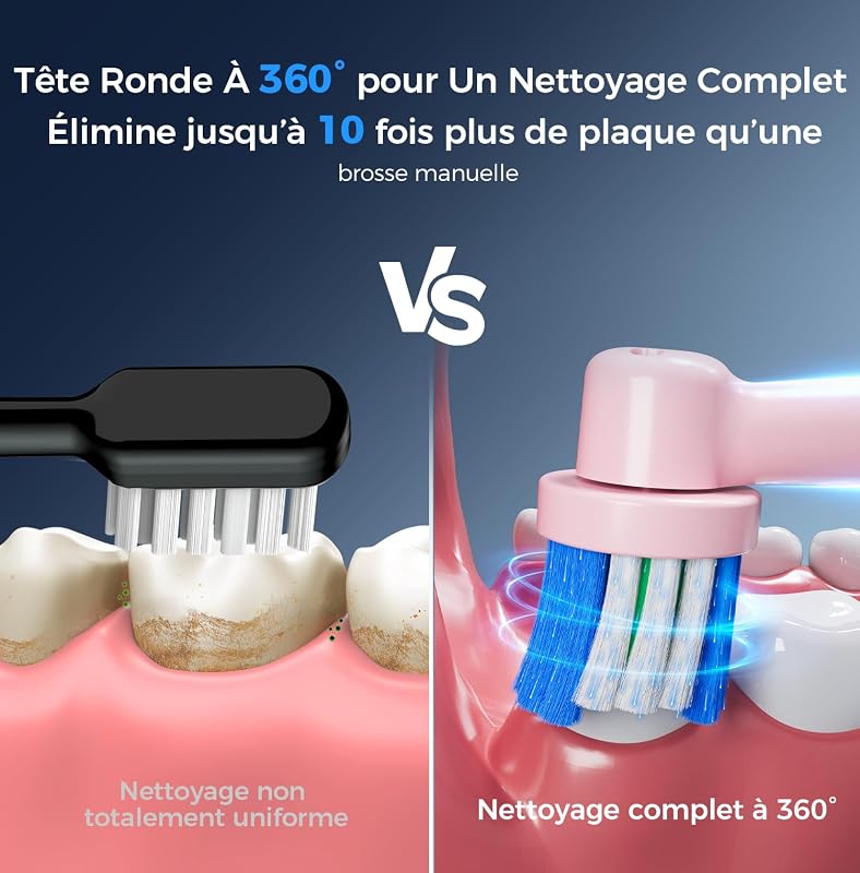 Brosse À Dent Électrique Rotatives pour Dents Sensibles, Rose
