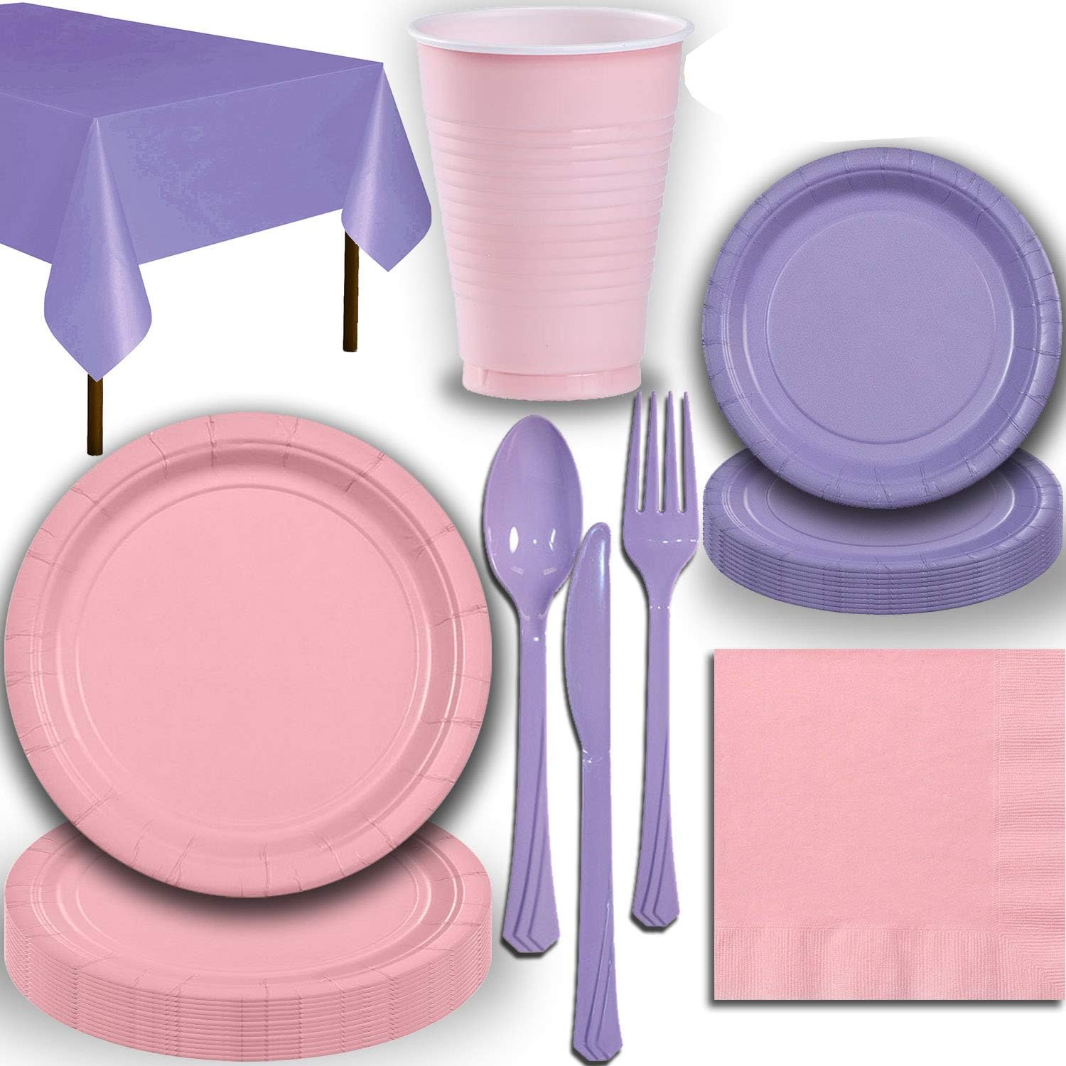 Disposable Party Supplies, Serves 40 Light Pink and