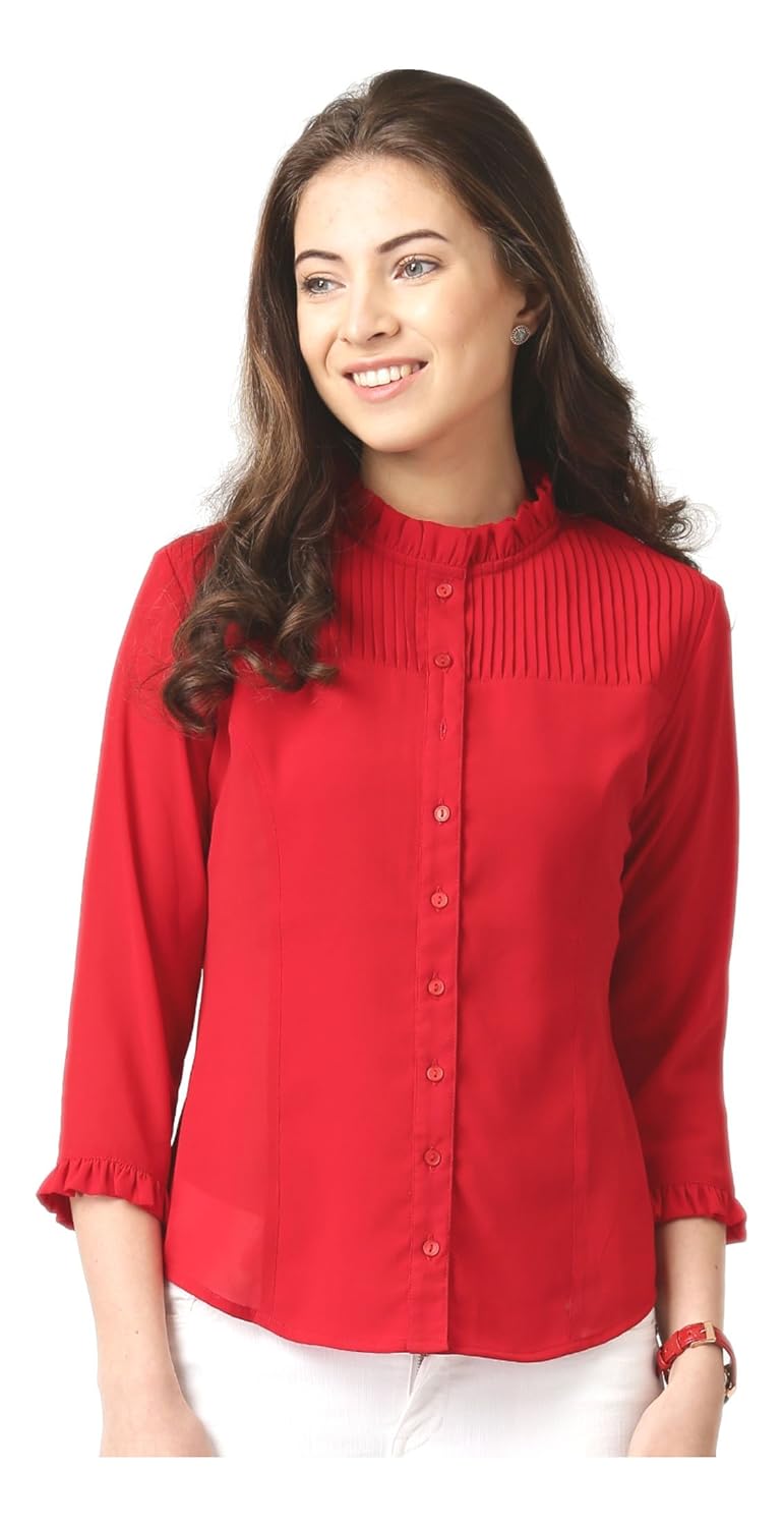 marie claire women's shirt (mc10018a--xl, red, x-large)