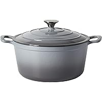 Epicurious Cookware Collection- Enameled Cast Iron Covered Dutch Oven, 6 Quart Dutch Oven Grey
