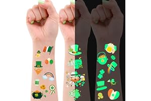 COKOHAPPY St. Patrick's Day Temporary Tattoos Sticker, 20 Sheets Luminous Temporarty Tattoo Shamrock Supplies Glow In The Dark Decorative Stickers for Saint Patrick's Day Party Favor Decoration