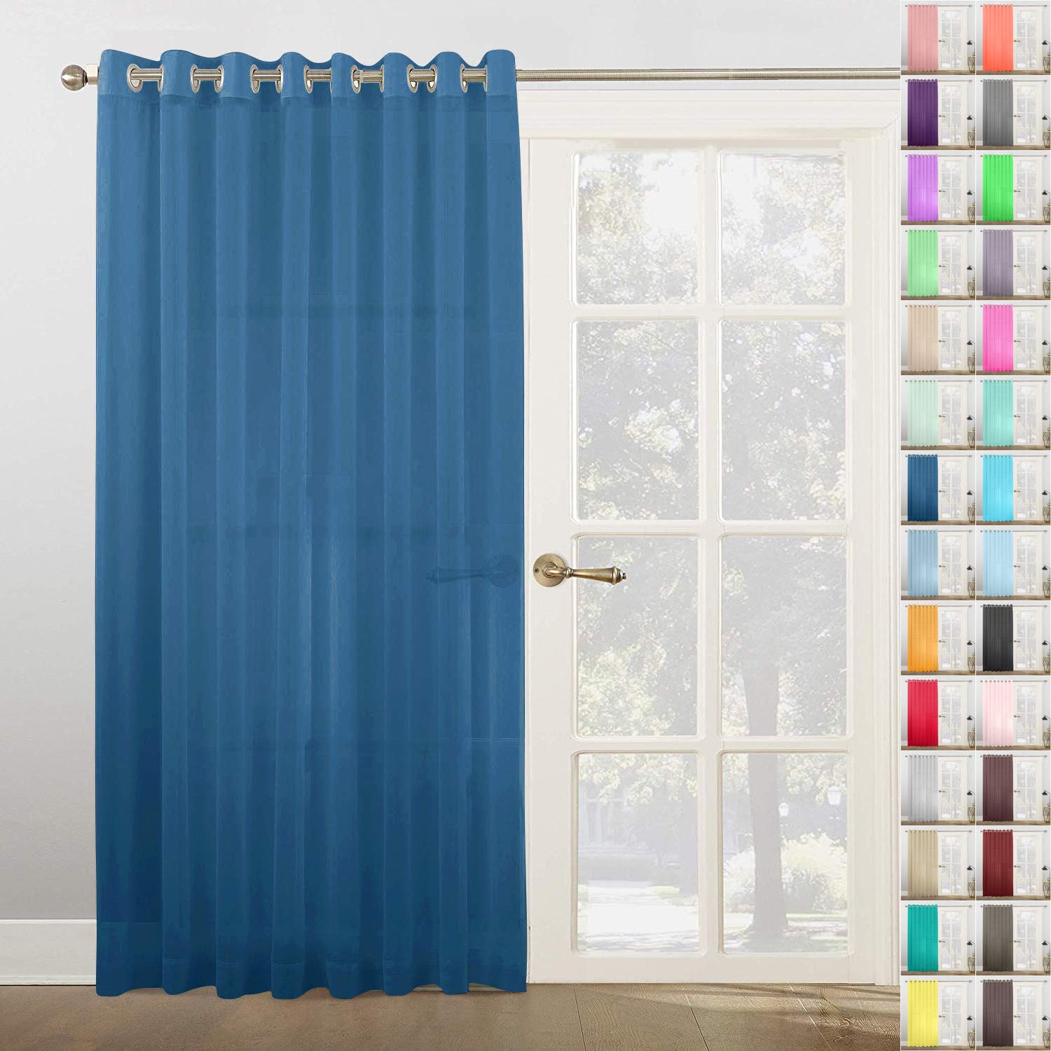 Megachest Woven Voile super wide metallic ring top Curtain 1 Panel (Navy, 116" wide X 90" drop)