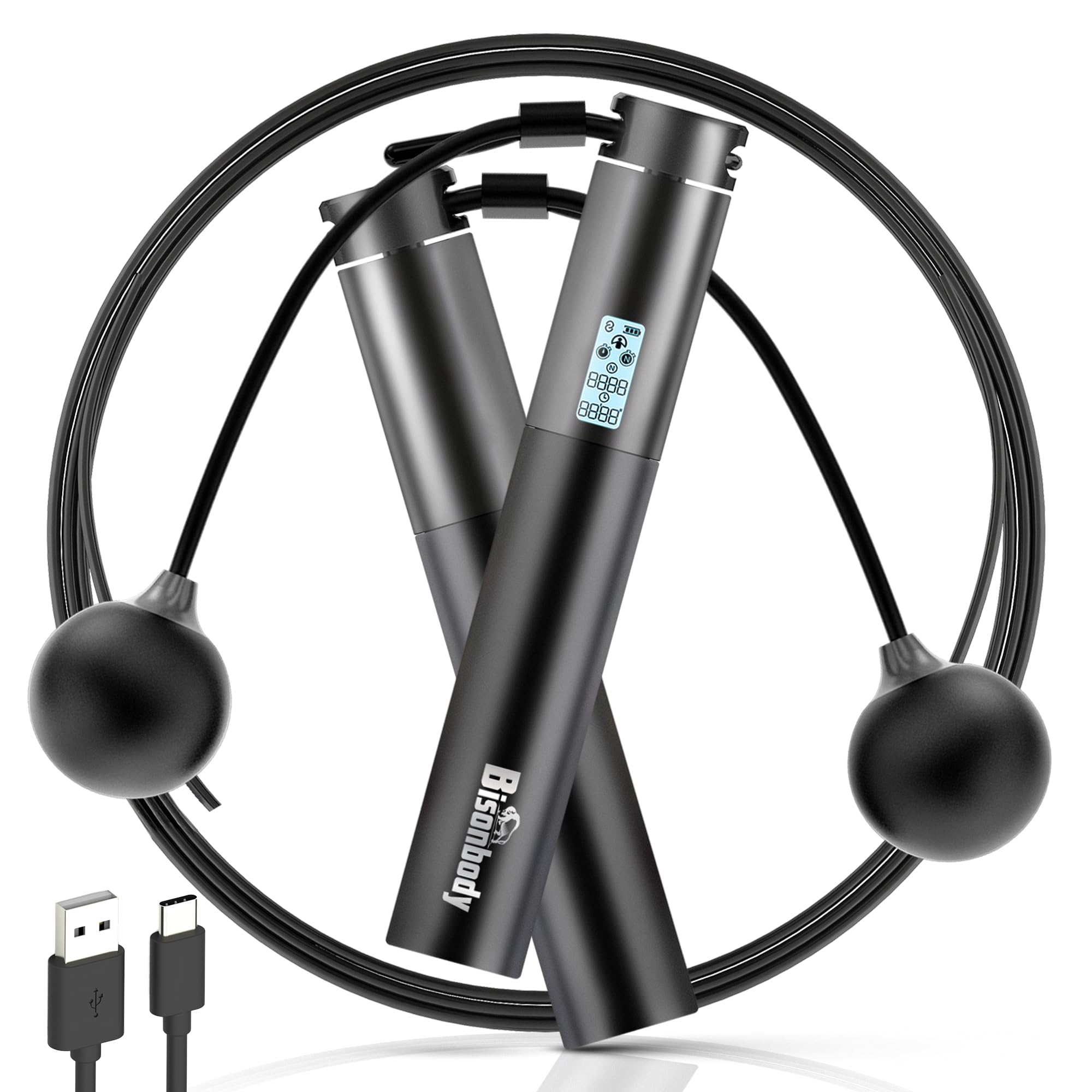 Smart Skipping Rope with App – Bluetooth Digital Jump Rope with Counter, Cordless & Adjustable 3m Rope, Fitness Skipping Rope for Weight Loss, Boxing & Home Workout