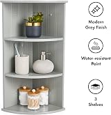 VonHaus Corner Shelf Unit Grey 3 Tier Wall Mounted or Freestanding view 5