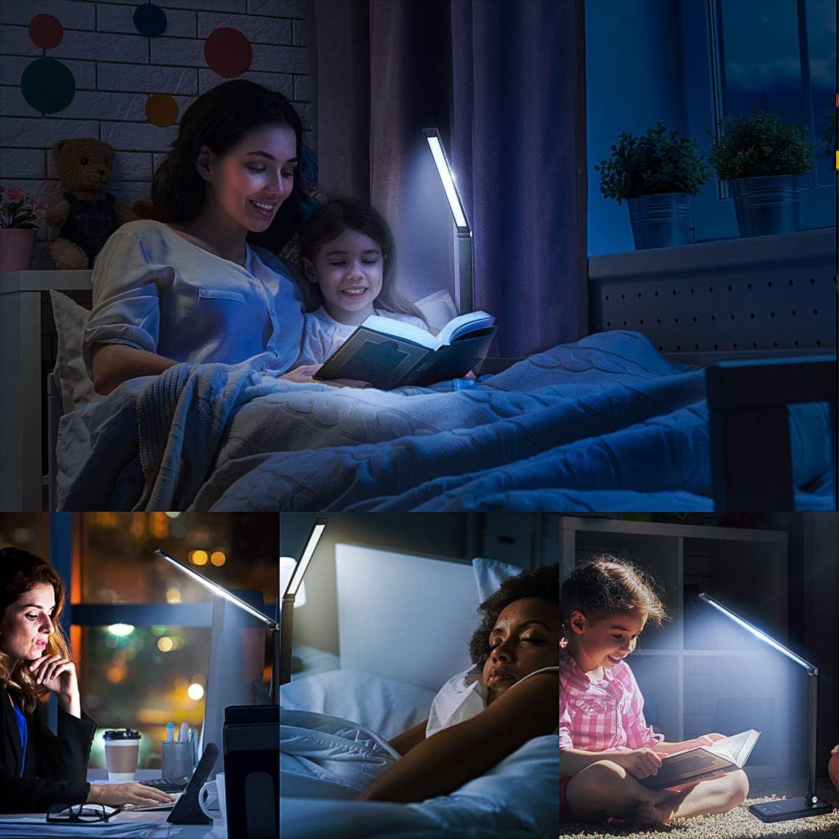 LED Desk Lamp - Office Desk Lamps with USB Charging Port and 2000mah Battery, Dimmable Eye-Caring Table Lamp with 5 Color Modes and 5 Brightness Levels, Timer/Memory Function Lamp for Working, Reading - - 