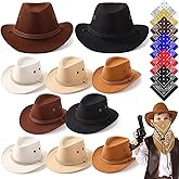 Unittype 20 Pcs Christmas Western Costume Cowboy Hats Set Kids Cowgirl Themed Party Felt Bandanna Hat with Paisley Bulk